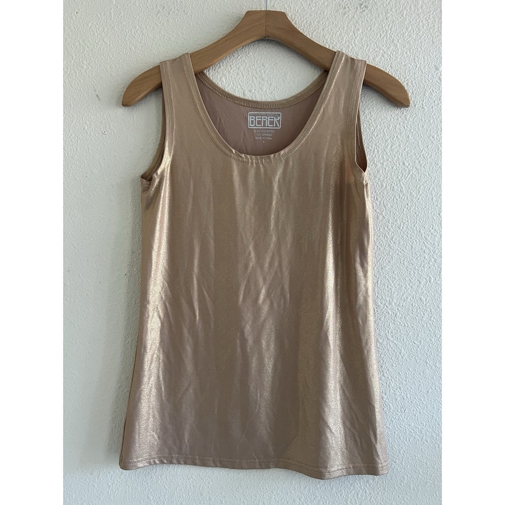Berek The Collective Works Of Berek White and Gold Tank Top Small Feminine Layer